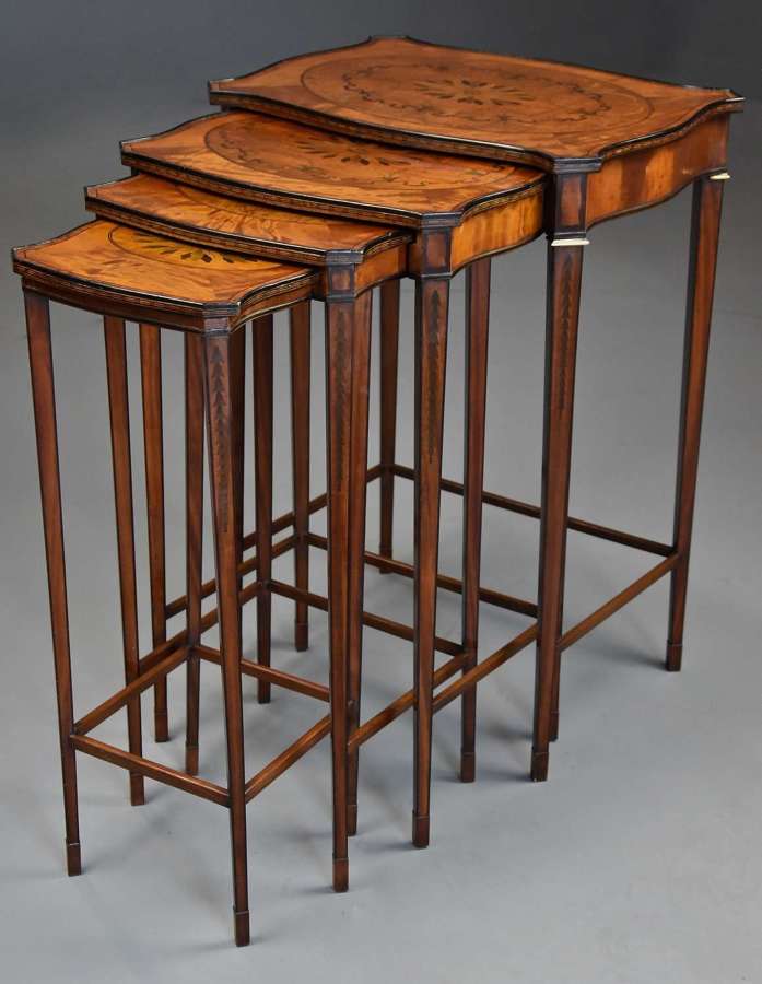 Fine quality Edwardian Quartetto nest of inlaid satinwood tables