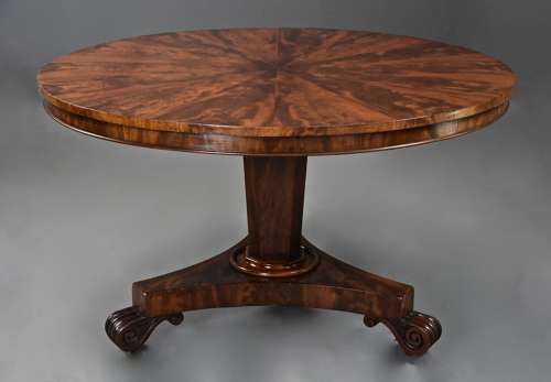 Fine quality 19thc mahogany segmented tilt top breakfast table