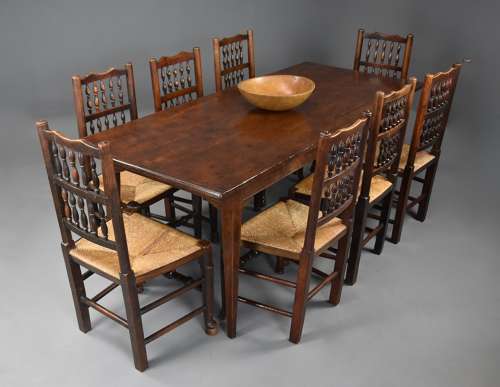 Large late 19thc Arts & Crafts oak farmhouse table of good patina