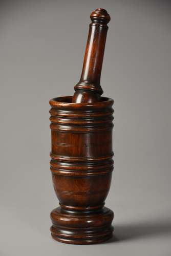 Mid 19th century walnut pestle and mortar