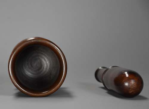 Mid 19th century walnut pestle and mortar