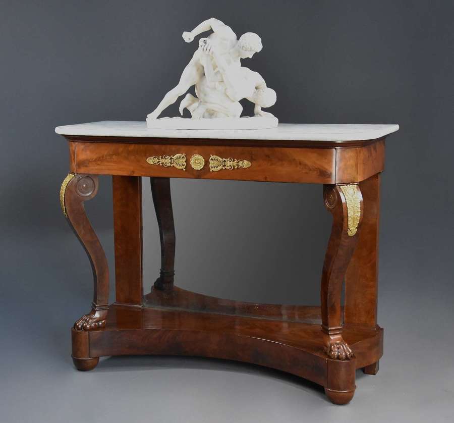 Early 19th century French Charles X mahogany marble top console table
