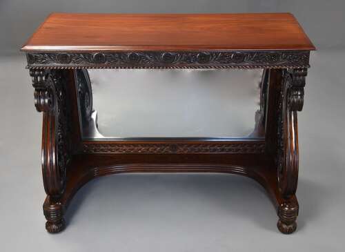 Mid 19th century carved Anglo Indian padouk console table, probably from the Bombay region