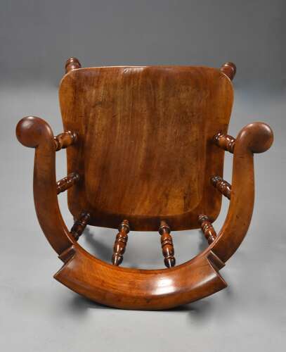 Mid 19th century birch smokers bow Windsor or Captains chair of fine patina