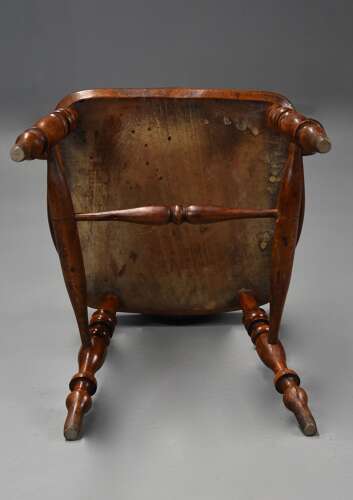 Mid 19th century birch smokers bow Windsor or Captains chair of fine patina