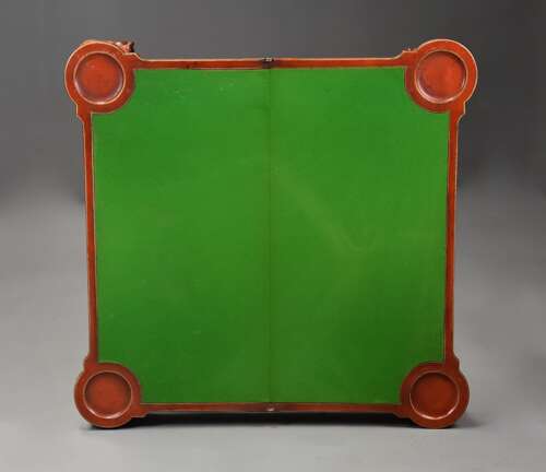 Early 20th century red lacquered Chinoiserie card or games table in the 18th century style