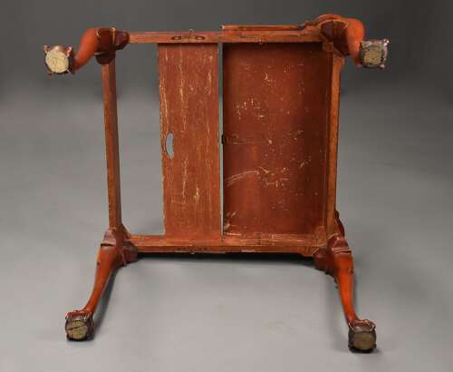Early 20th century red lacquered Chinoiserie card or games table in the 18th century style
