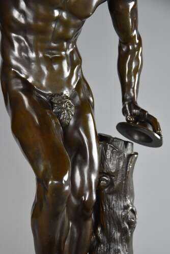 19thc Grand Tour Classical bronze of ‘The Dancing Faun’, stamped Duchemin