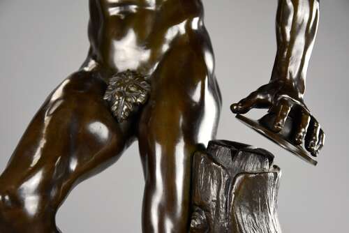 19thc Grand Tour Classical bronze of ‘The Dancing Faun’, stamped Duchemin