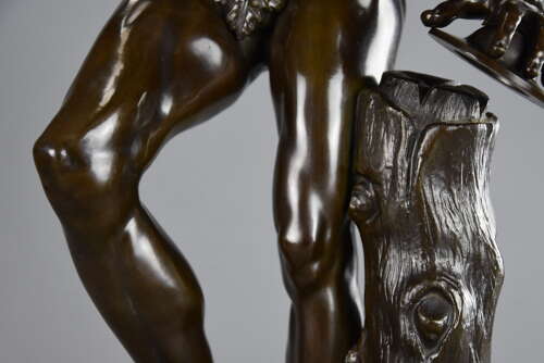19thc Grand Tour Classical bronze of ‘The Dancing Faun’, stamped Duchemin