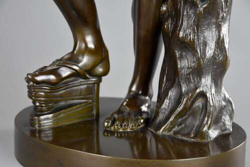 19thc Grand Tour Classical bronze of ‘The Dancing Faun’, stamped Duchemin