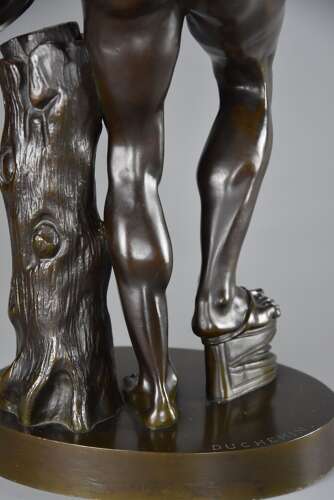19thc Grand Tour Classical bronze of ‘The Dancing Faun’, stamped Duchemin
