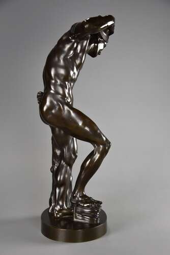 19thc Grand Tour Classical bronze of ‘The Dancing Faun’, stamped Duchemin