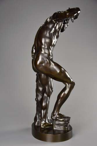 19thc Grand Tour Classical bronze of ‘The Dancing Faun’, stamped Duchemin