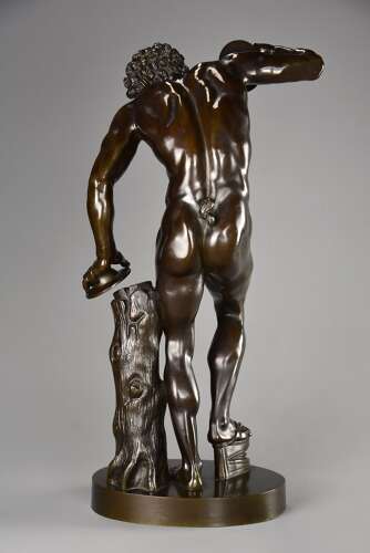 19thc Grand Tour Classical bronze of ‘The Dancing Faun’, stamped Duchemin