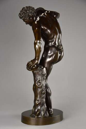 19thc Grand Tour Classical bronze of ‘The Dancing Faun’, stamped Duchemin