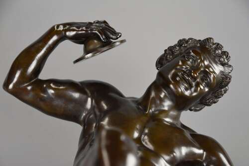 19thc Grand Tour Classical bronze of ‘The Dancing Faun’, stamped Duchemin