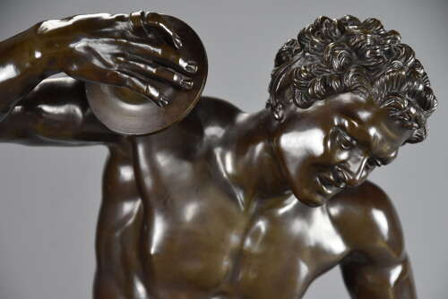 19thc Grand Tour Classical bronze of ‘The Dancing Faun’, stamped Duchemin