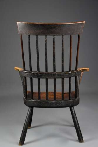 Mid 18th century primitive ash and elm comb back armchair with exceptional original patina