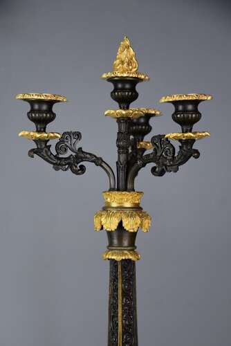 Pair of superb 19thc French Régence style bronze and gilt bronze three branch candelabra