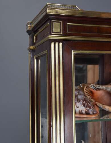 Highly decorative late 19thc French Directoire style mahogany vitrine or display cabinet