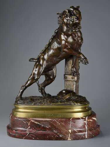 Fine quality 19thc French bronze figure of a Boxer dog by Prosper Lecourtier (1855-1924)