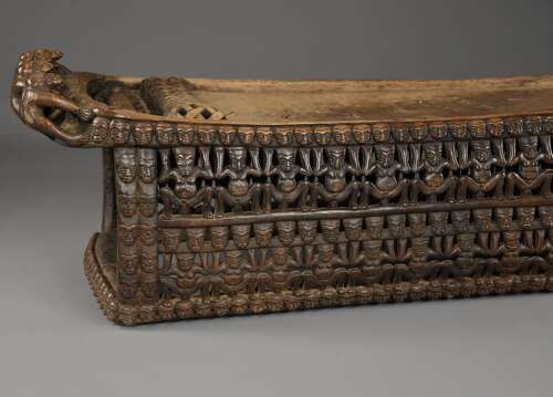 19thc hand carved hardwood African Bamileke ceremonial bed (or coffee table)