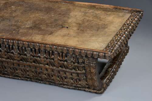 19thc hand carved hardwood African Bamileke ceremonial bed (or coffee table)