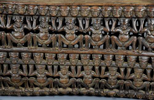 19thc hand carved hardwood African Bamileke ceremonial bed (or coffee table)