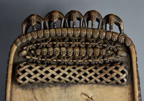 19thc hand carved hardwood African Bamileke ceremonial bed (or coffee table)