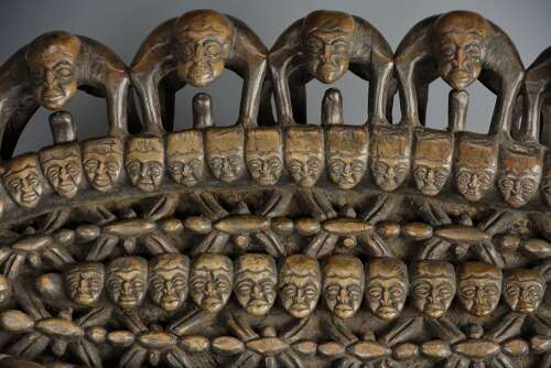19thc hand carved hardwood African Bamileke ceremonial bed (or coffee table)