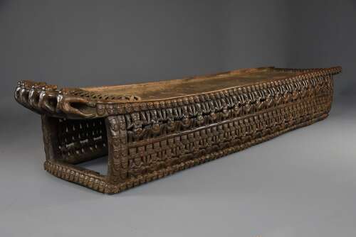 19thc hand carved hardwood African Bamileke ceremonial bed (or coffee table)