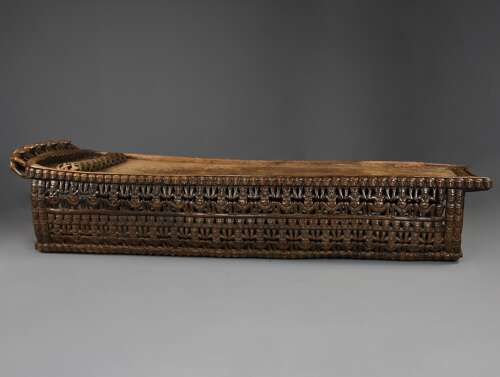 19thc hand carved hardwood African Bamileke ceremonial bed (or coffee table)