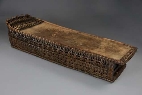 19thc hand carved hardwood African Bamileke ceremonial bed (or coffee table)