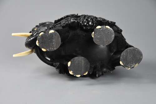 Rare 19thc finely carved Ceylonese ebony elephant from the Galle district