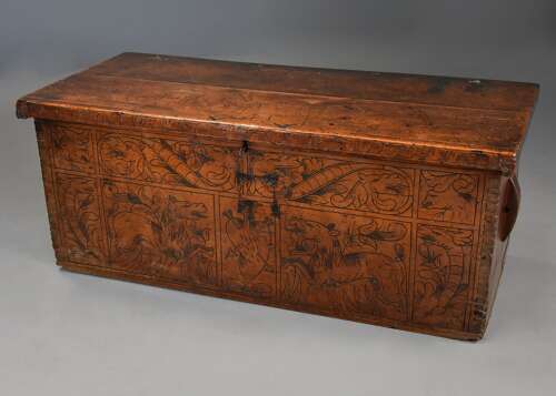 Early 17th century North Italian Cypress wood chest of superb original patina