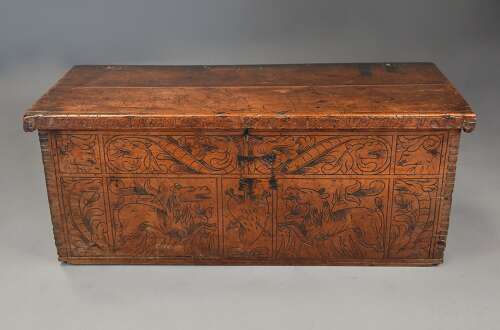 Early 17th century North Italian Cypress wood chest of superb original patina