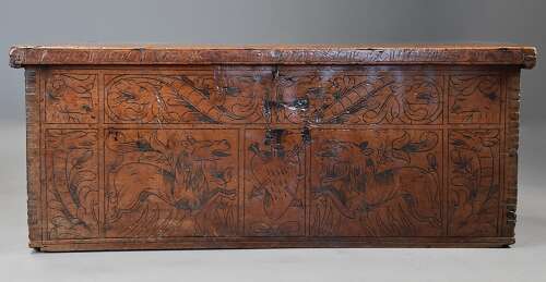 Early 17th century North Italian Cypress wood chest of superb original patina