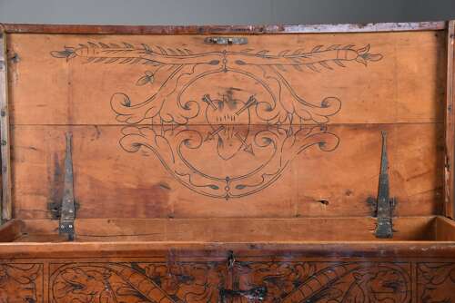 Early 17th century North Italian Cypress wood chest of superb original patina