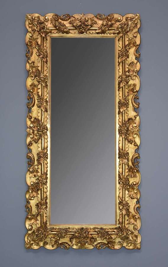 Large highly decorative mid 19th century Italian carved giltwood dressing mirror