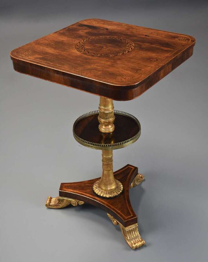 Fine quality 19thc Regency rosewood two tier occasional table in the manner of Bullock